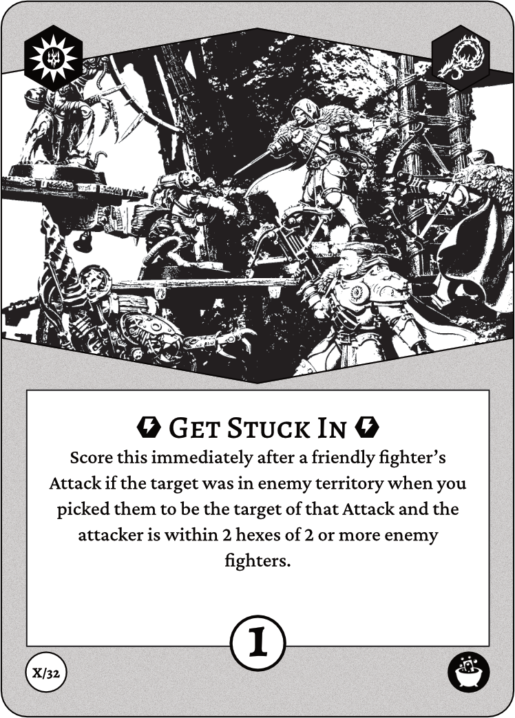 Auto-generated description: A group of armored warriors engaged in intense combat on a multi-level battlefield filled with weapons and mechanical structures.